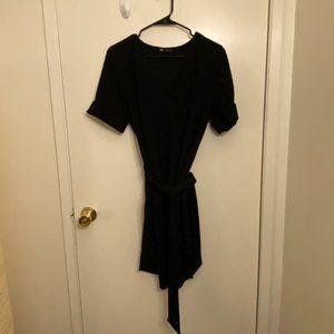 Classy black belted Zara dress (L)